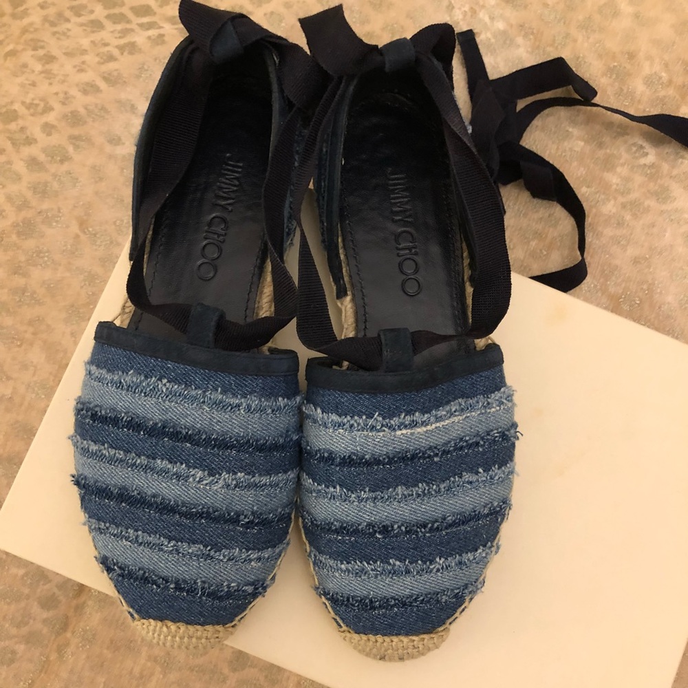 JIMMY CHOO-DOLPHIN FLAT ESPADRILLE LIGHT INDIGO